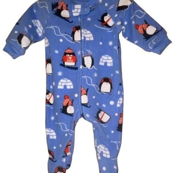 The Children’s Place Baby Boys Penguin Fleece Long Sleeve Sleep N Play Blue 3-6M