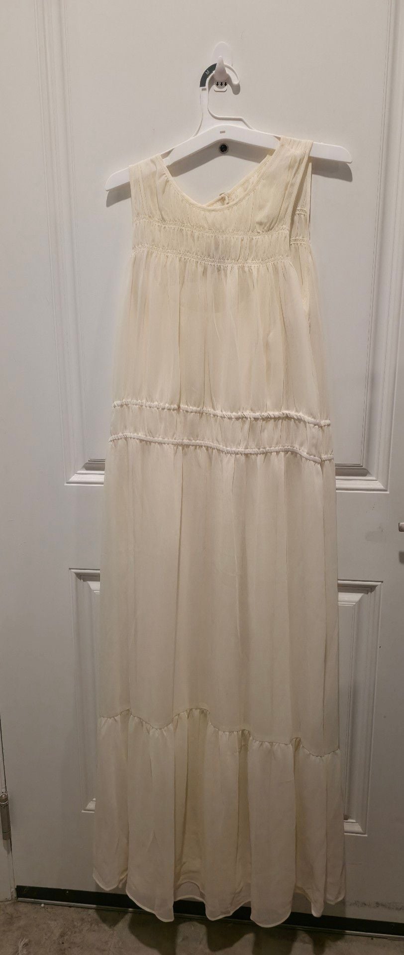 A New Day Maxi Dress Size M Cream Chiffon 3