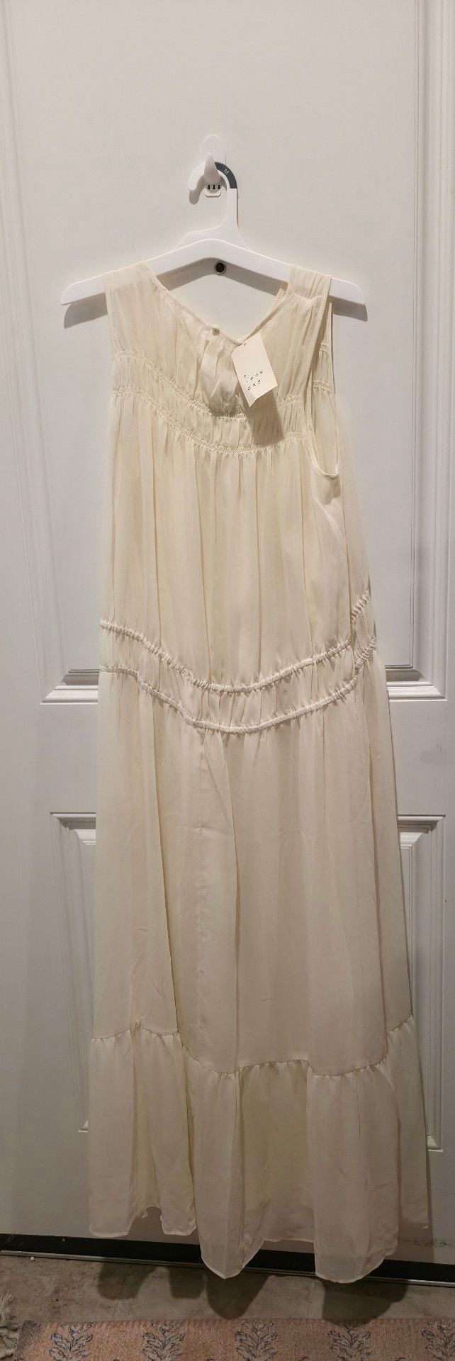 A New Day Maxi Dress Size M Cream Chiffon 7