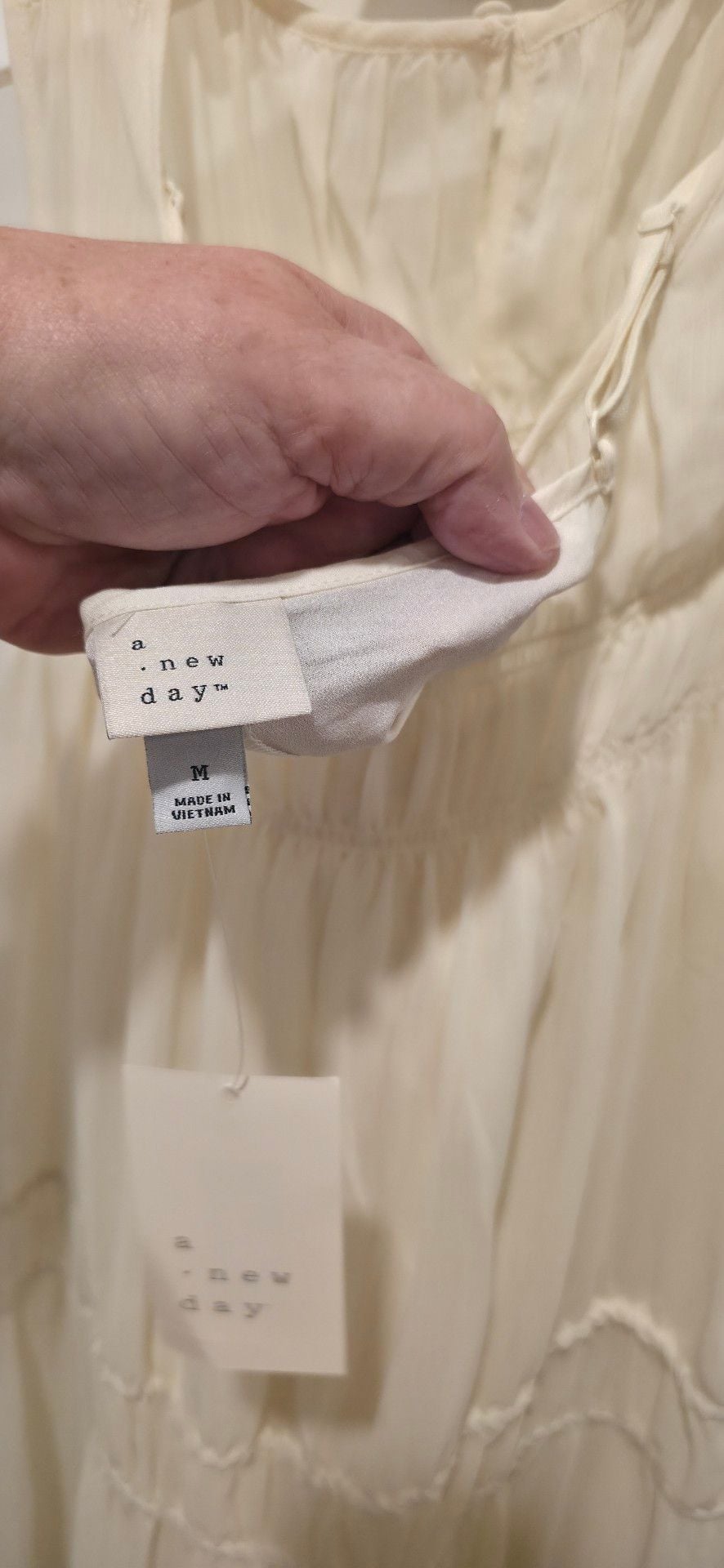 A New Day Maxi Dress Size M Cream Chiffon 10