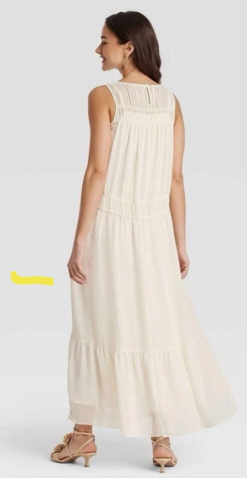 A New Day Maxi Dress Size M Cream Chiffon 11