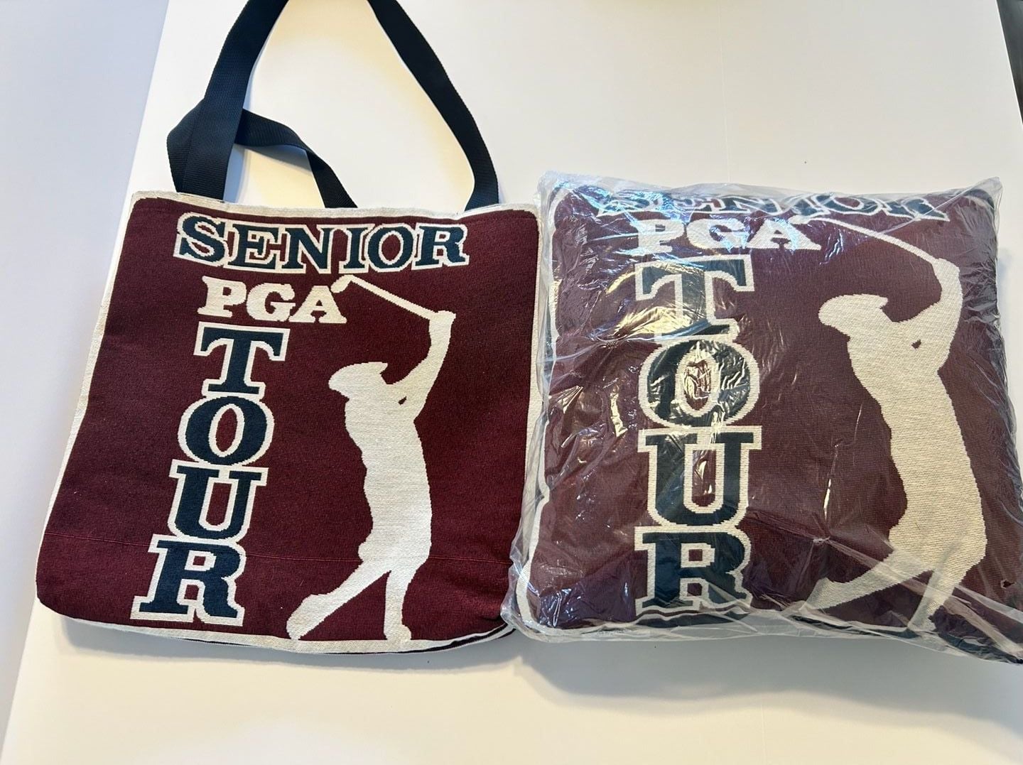 PGA Tour Senior PGA Tour Tapestry Tote Bag & Pillow Set Burgundy 1
