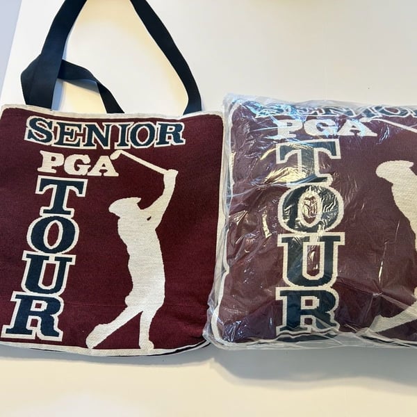 PGA Tour Senior PGA Tour Tapestry Tote Bag & Pillow Set Burgundy
