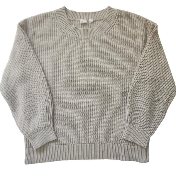 Gap Easy Boatneck Sweater Size S Oatmeal Heather Ribbed Knit Pullover