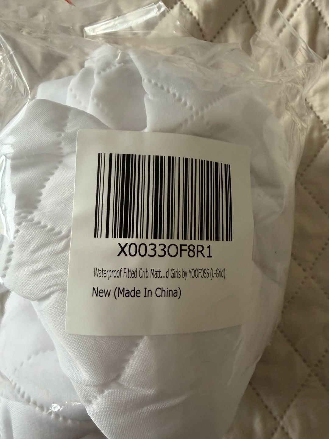 YOOFOSS Waterproof Fitted Crib Mattress Pad L-Grid White New 2