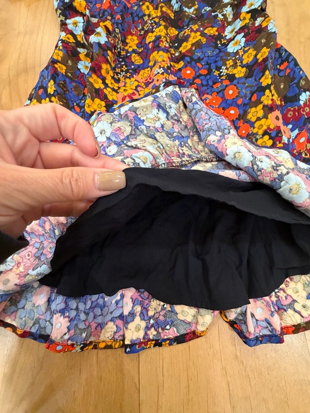 Anthropologie Ruffled Satin Floral Mini Dress Size 0 P 5