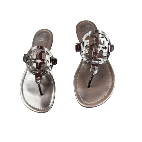 Tory Burch Miller Sandal Dark Brown Leather Flat Thong Sz. 9M