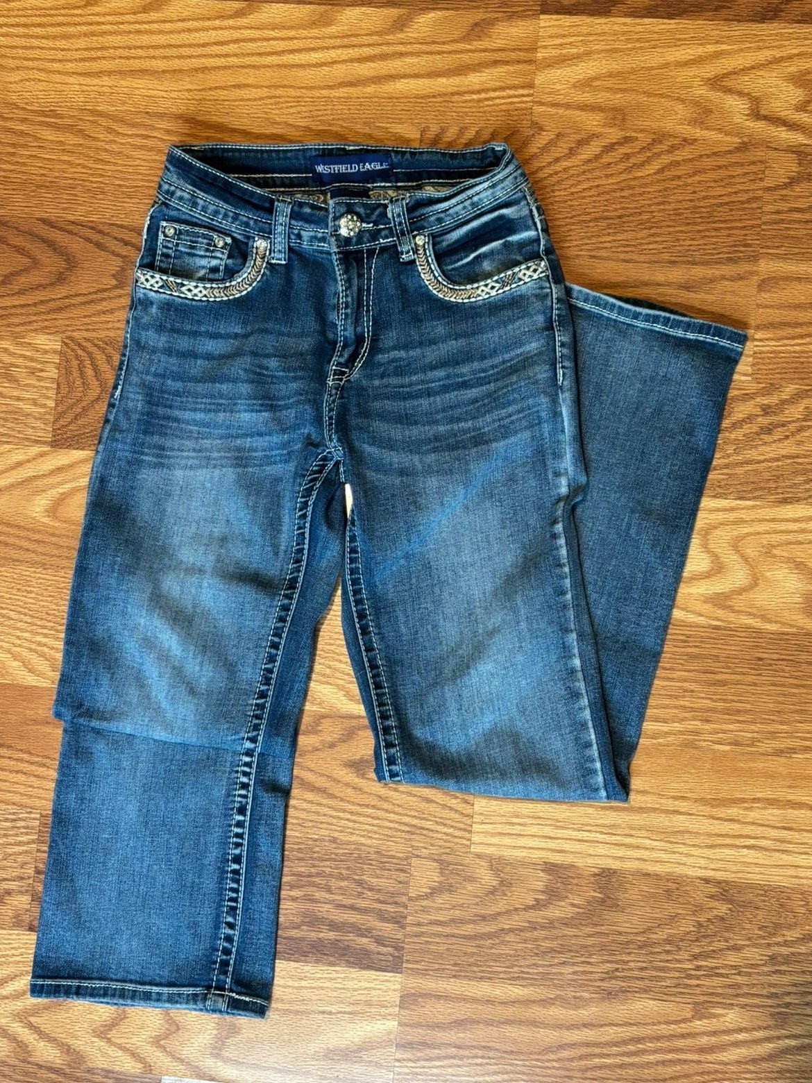 Westfield Eagle Embellished Bootcut Jeans Blue Denim Rhinestone 2