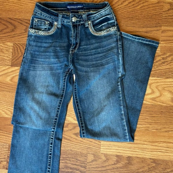 Westfield Eagle Embellished Bootcut Jeans Blue Denim Rhinestone