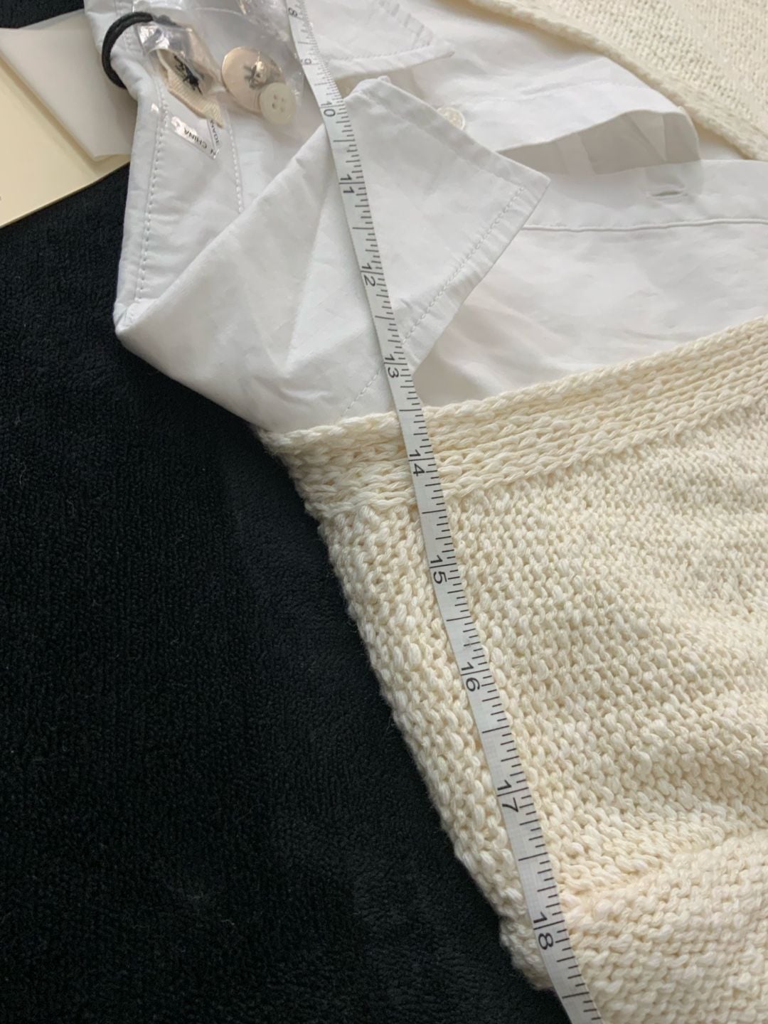 ELAN Sweater Crop Combo Layered Top Ivory White Shirt Size Medium 8
