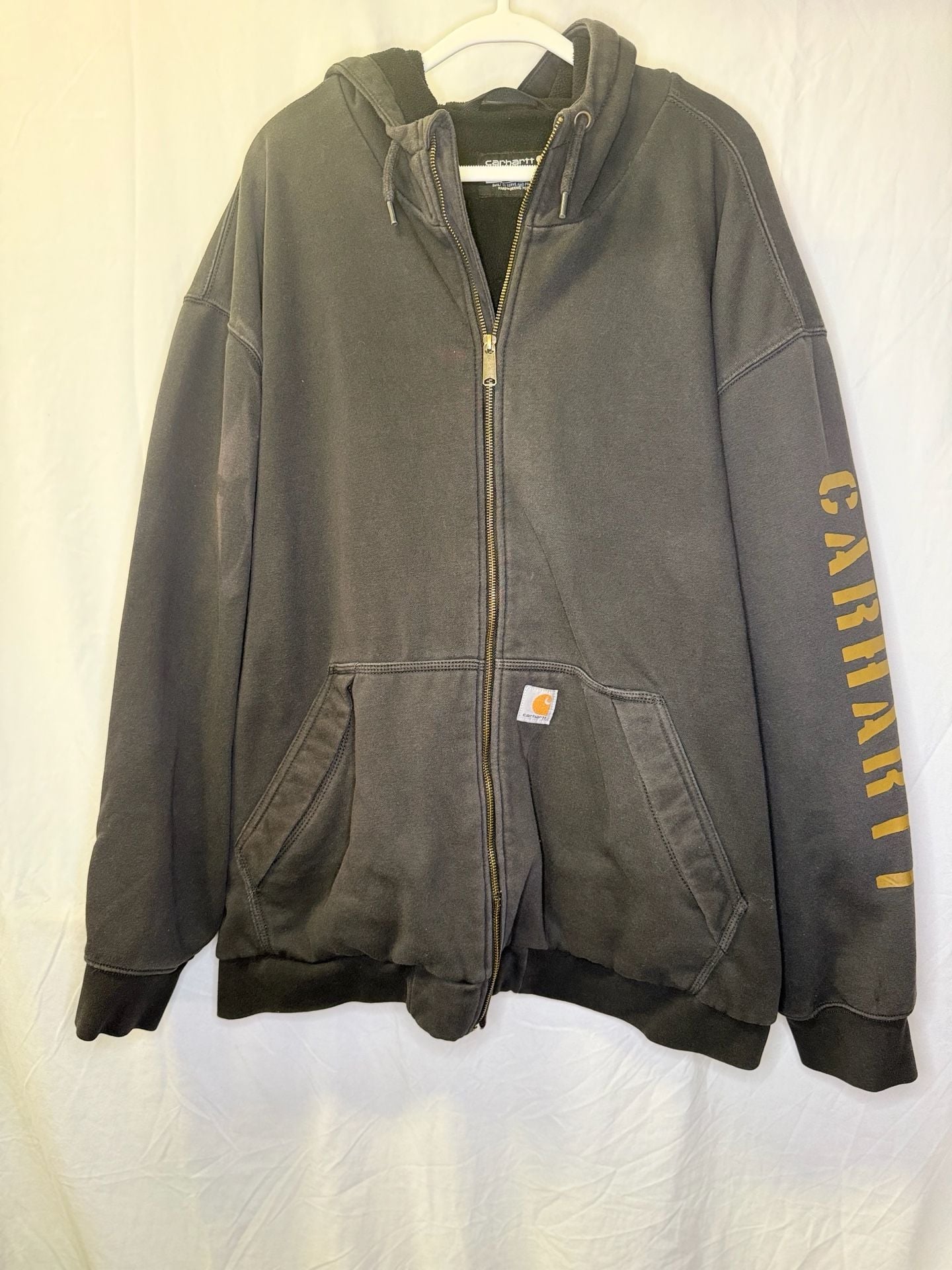 Carhartt Loose Fit Full Zip Hoodie Size 4XL Black Sleeve Logo 2