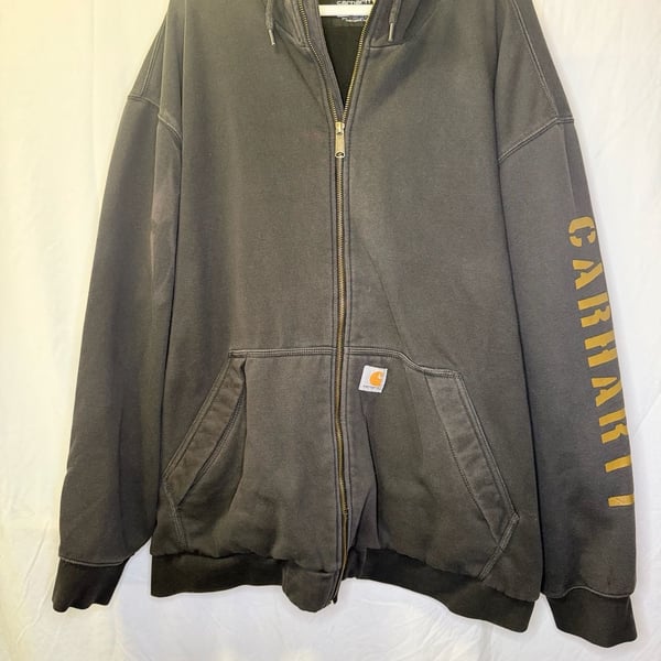 Carhartt Loose Fit Full Zip Hoodie Size 4XL Black Sleeve Logo