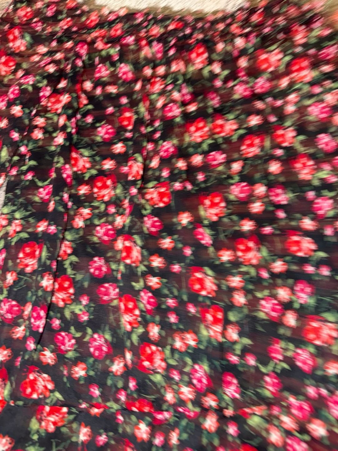 BCX Floral Off-the-Shoulder Smocked Top Size S Black Red Rose Peplum 3