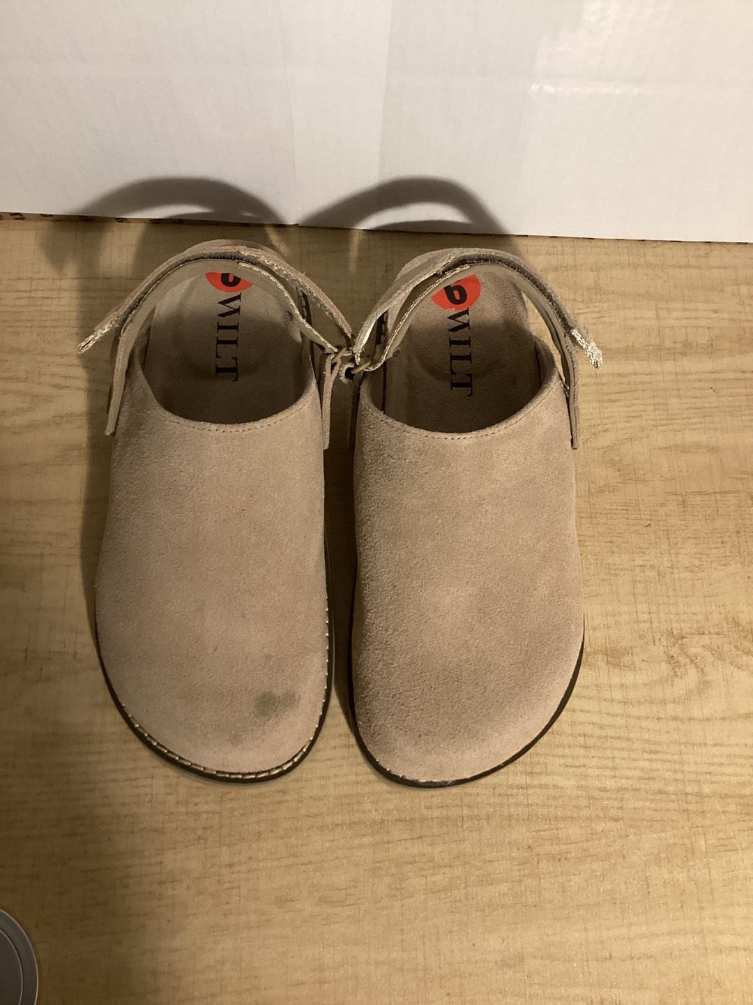 DWILT Suede Clog Size 6M Beige Slingback Slip On Sandals 3