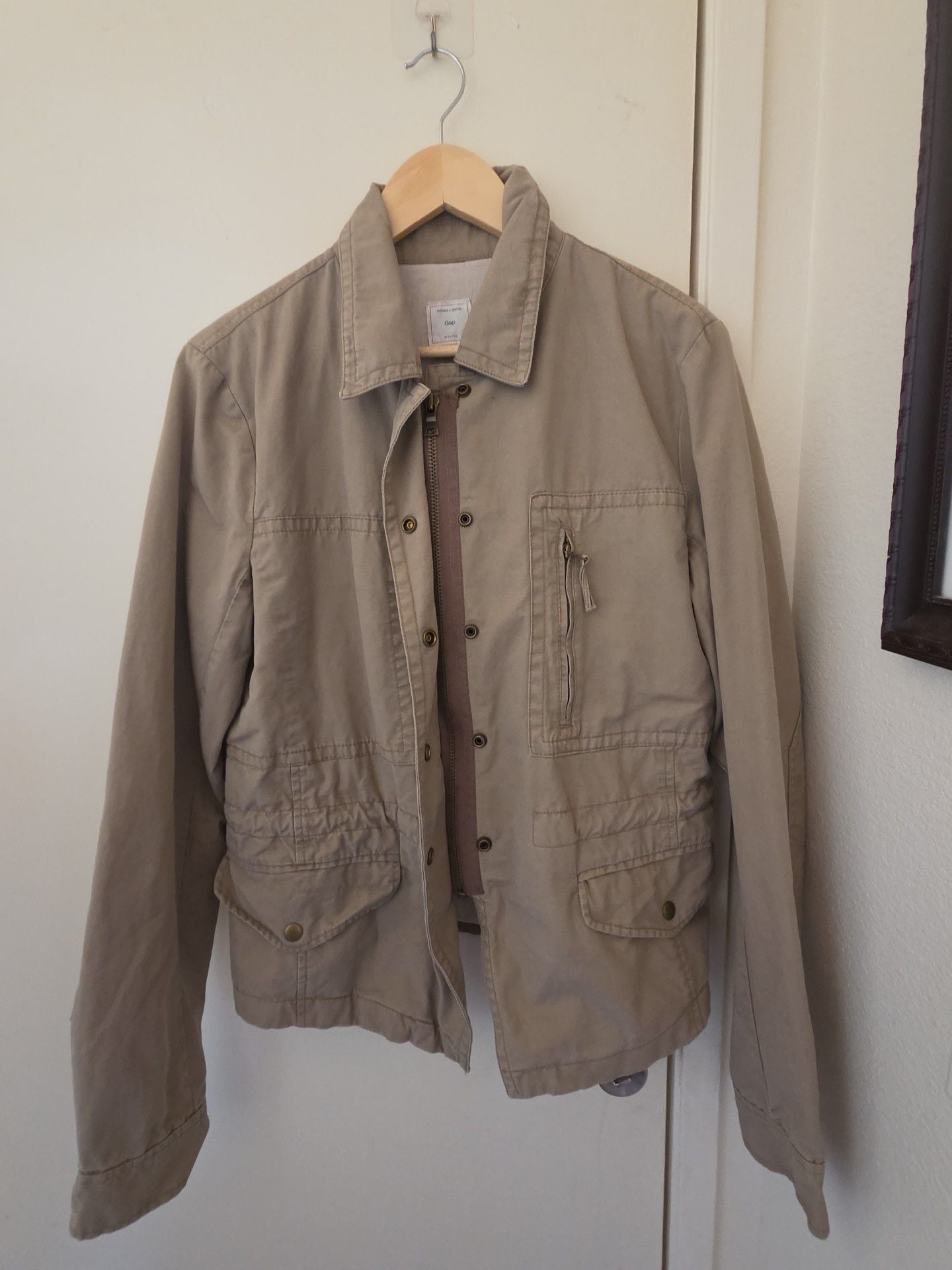 Gap Utility Jacket Size L TALL Khaki Cotton Cargo 2