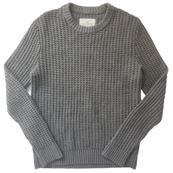 Hollister Waffle Knit Crew Neck Sweater Gray