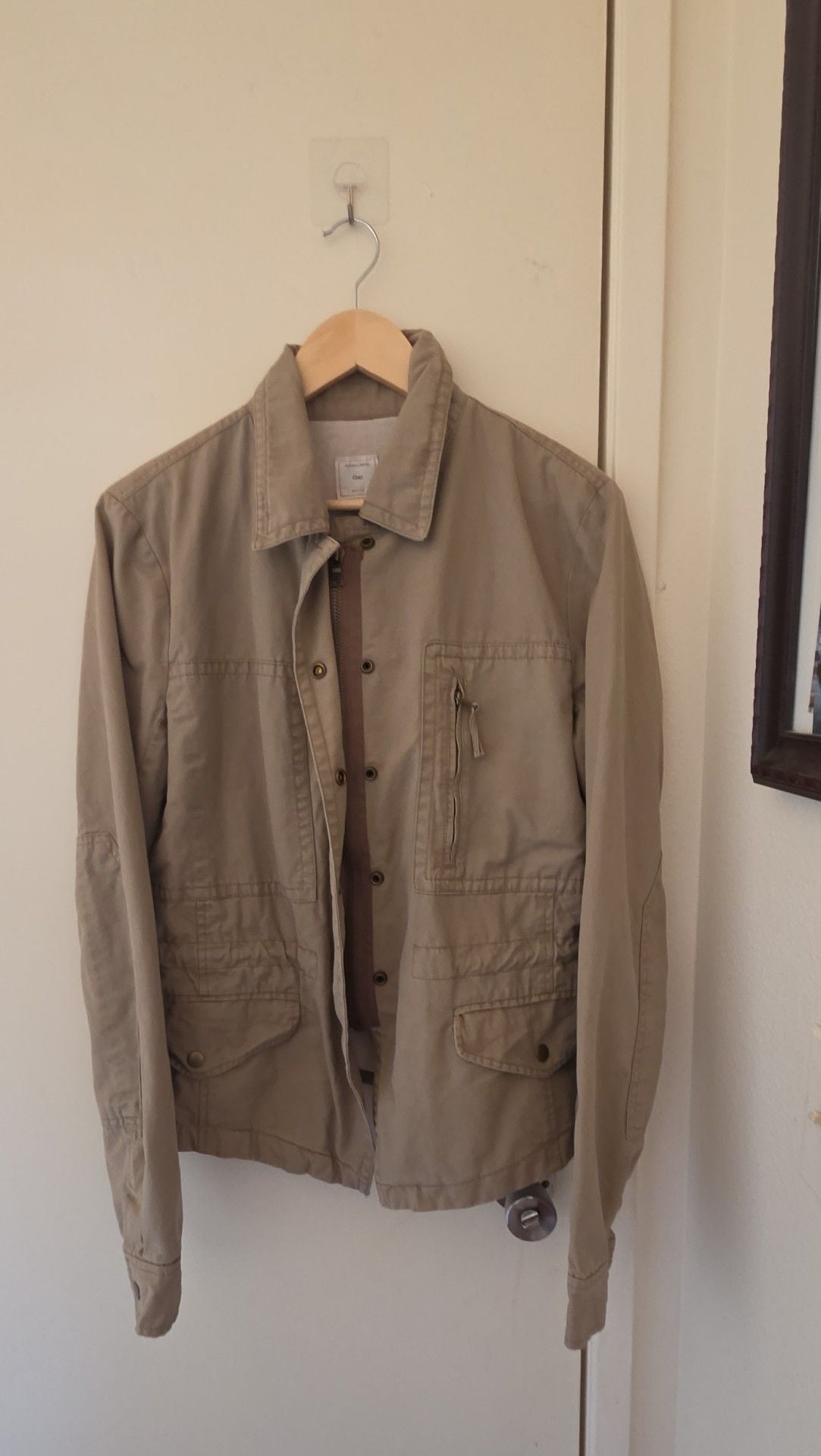 Gap Utility Jacket Size L TALL Khaki Cotton Cargo 3