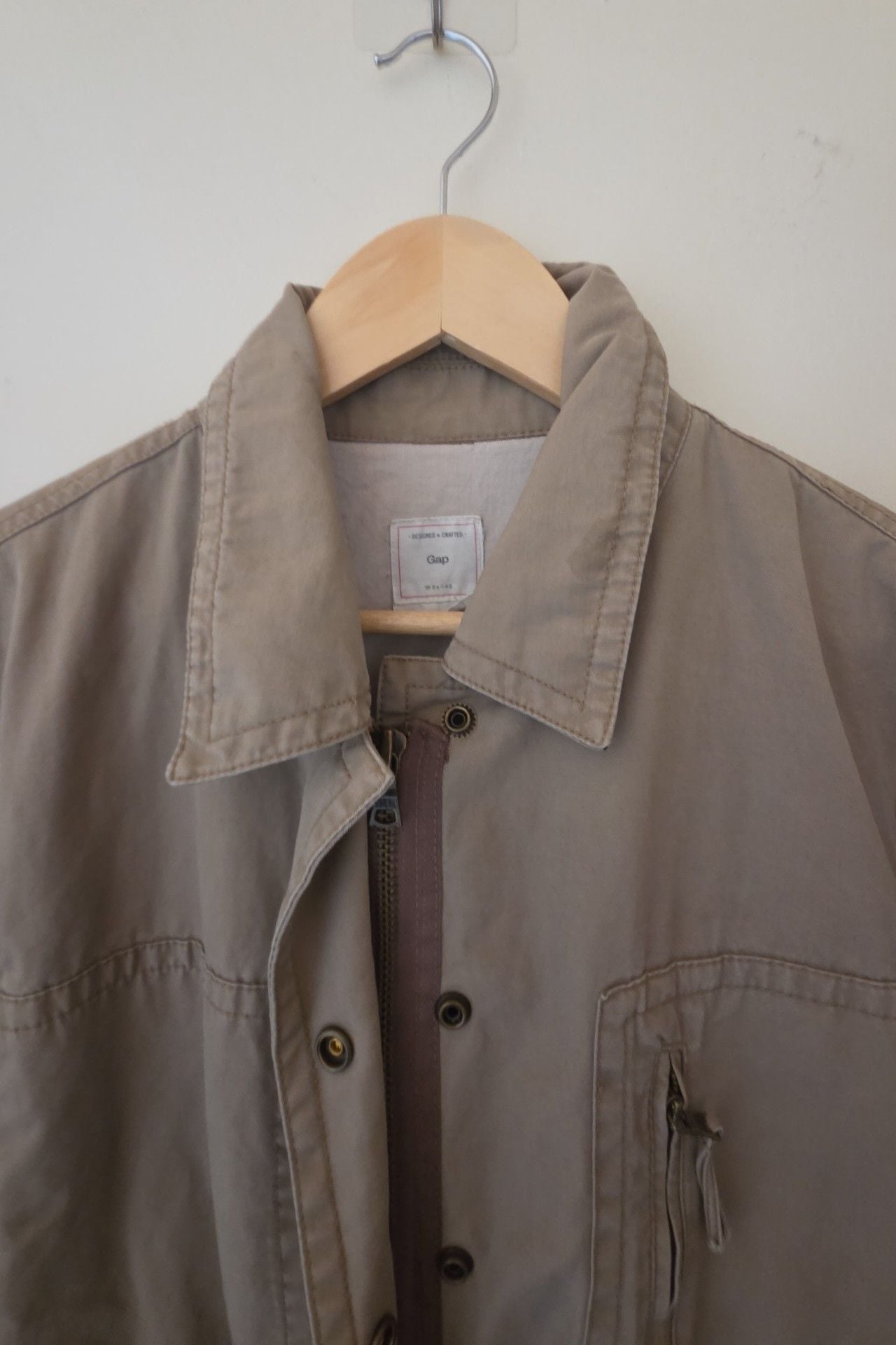 Gap Utility Jacket Size L TALL Khaki Cotton Cargo 4