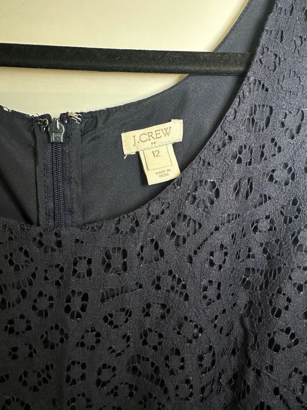 J. Crew Swirling Lace Dress Size 12 Navy Blue Sleeveless Fit And Flare 3