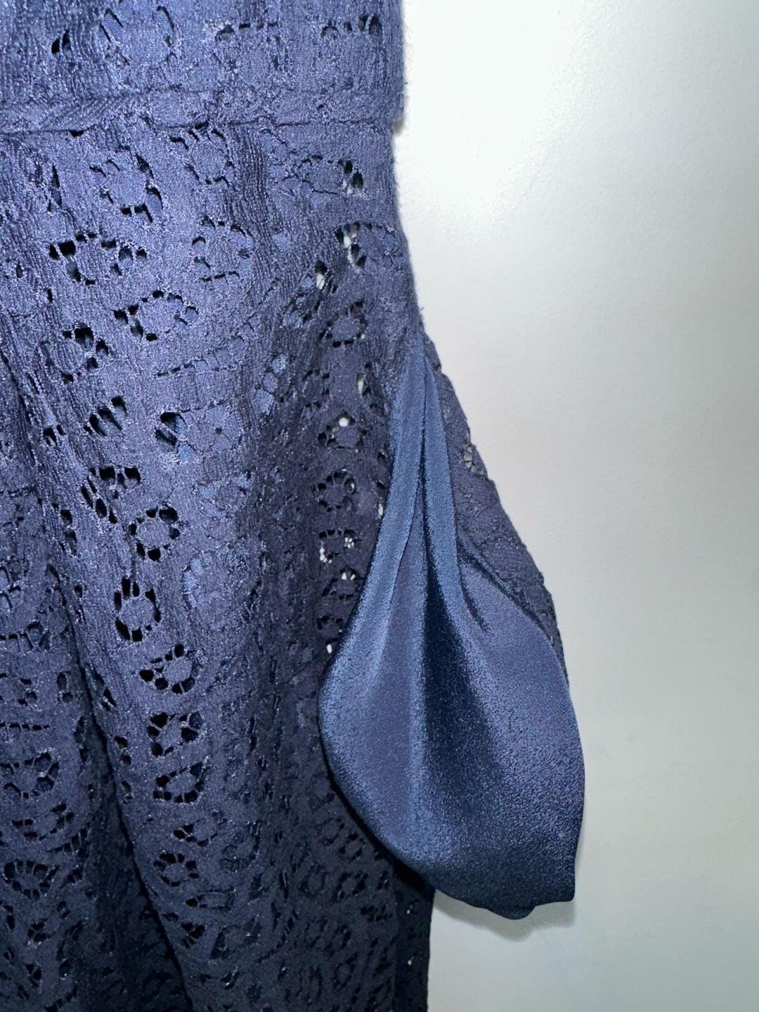 J. Crew Swirling Lace Dress Size 12 Navy Blue Sleeveless Fit And Flare 5