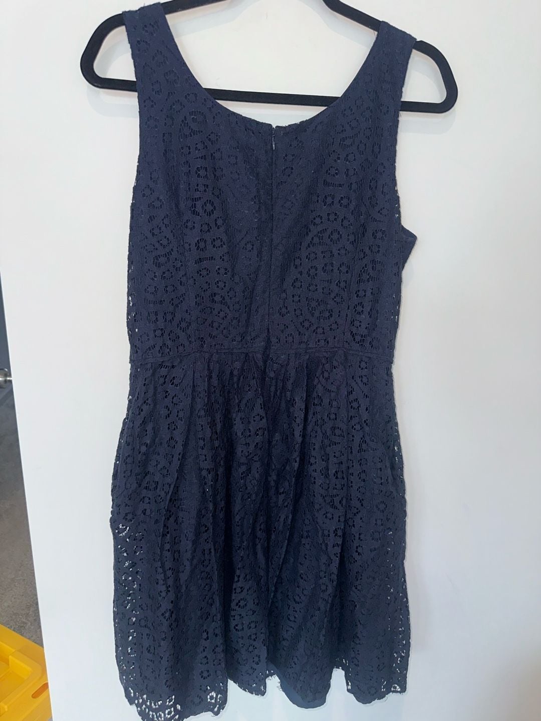 J. Crew Swirling Lace Dress Size 12 Navy Blue Sleeveless Fit And Flare 6