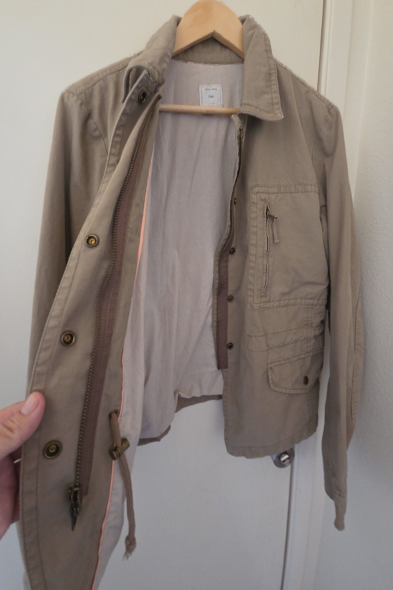 Gap Utility Jacket Size L TALL Khaki Cotton Cargo 5