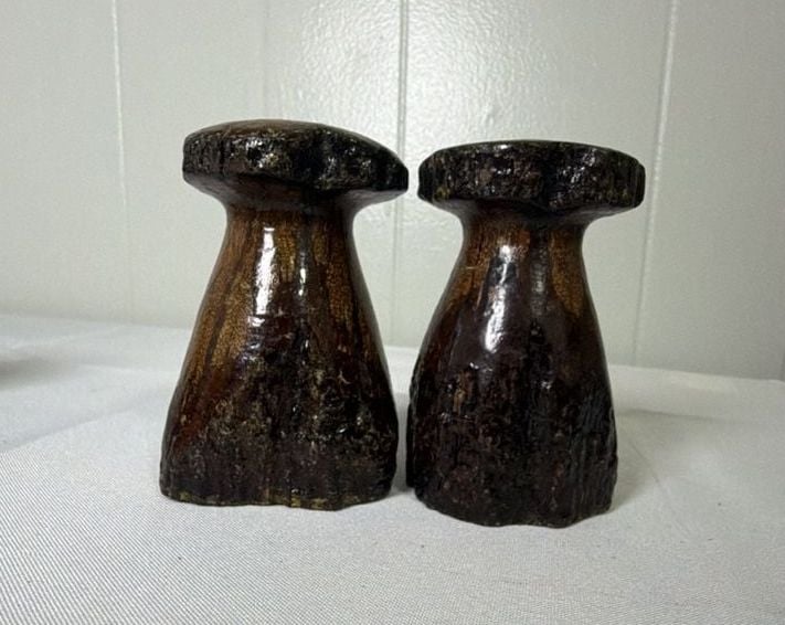 Handmade Wooden Mushroom Salt And Pepper Shakers Rustic Kitchen Decor 1