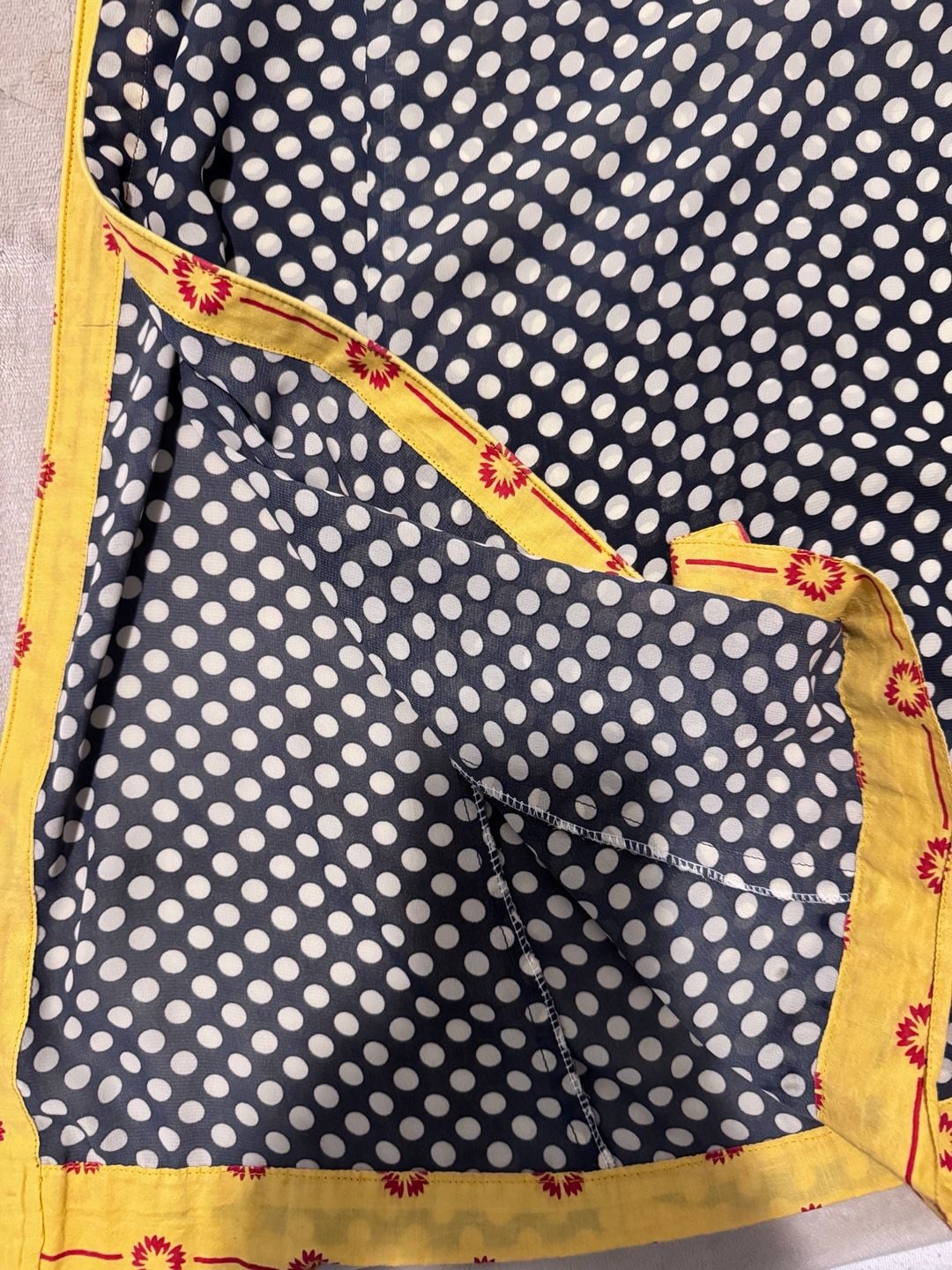 Unbranded Polka Dot Sleeveless Kurti Shirt/Dress Black Yellow 4