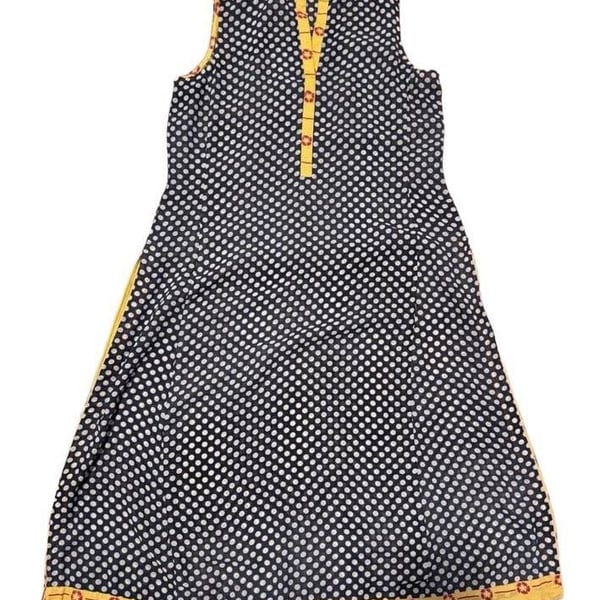 Unbranded Polka Dot Sleeveless Kurti Shirt/Dress Black Yellow