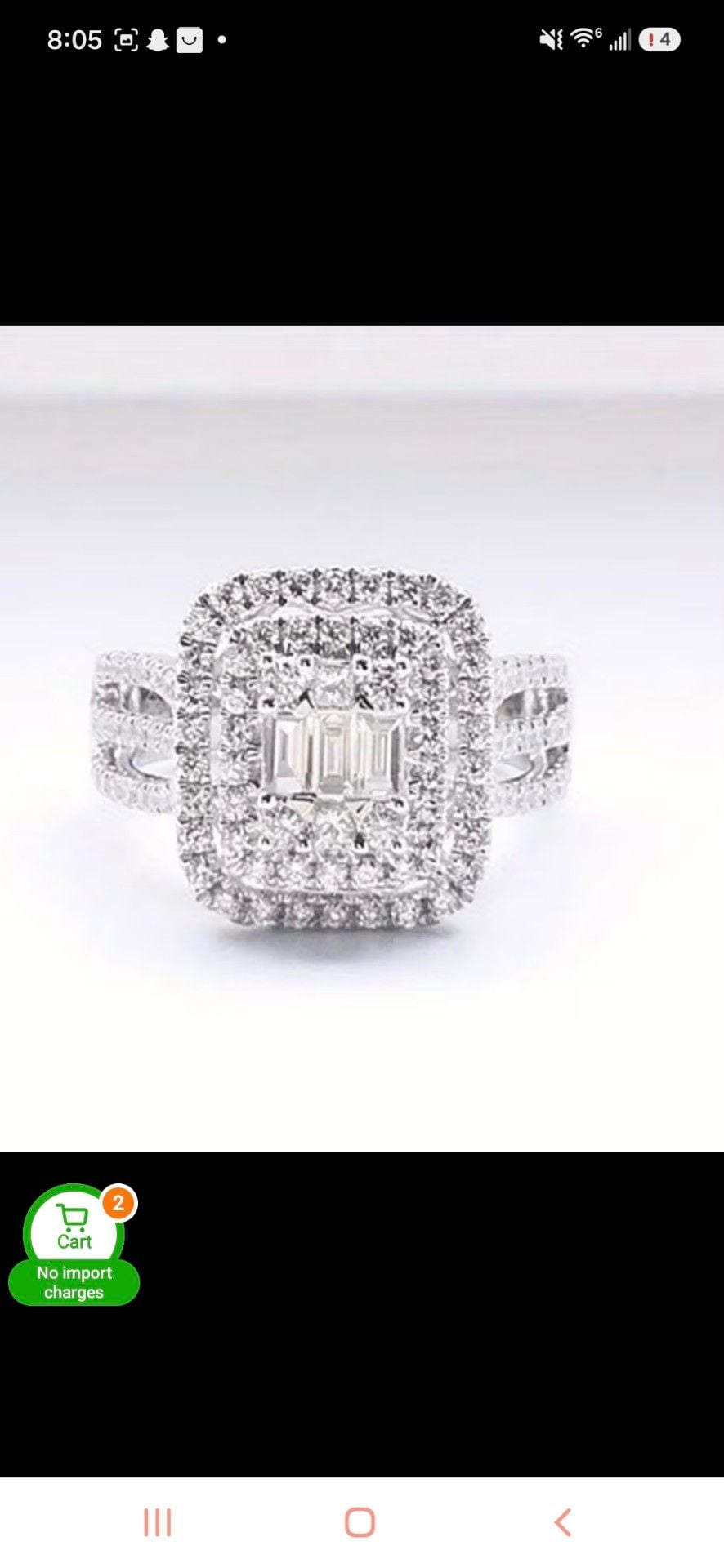 Fashion Square Zirconia Double Halo Ring 4
