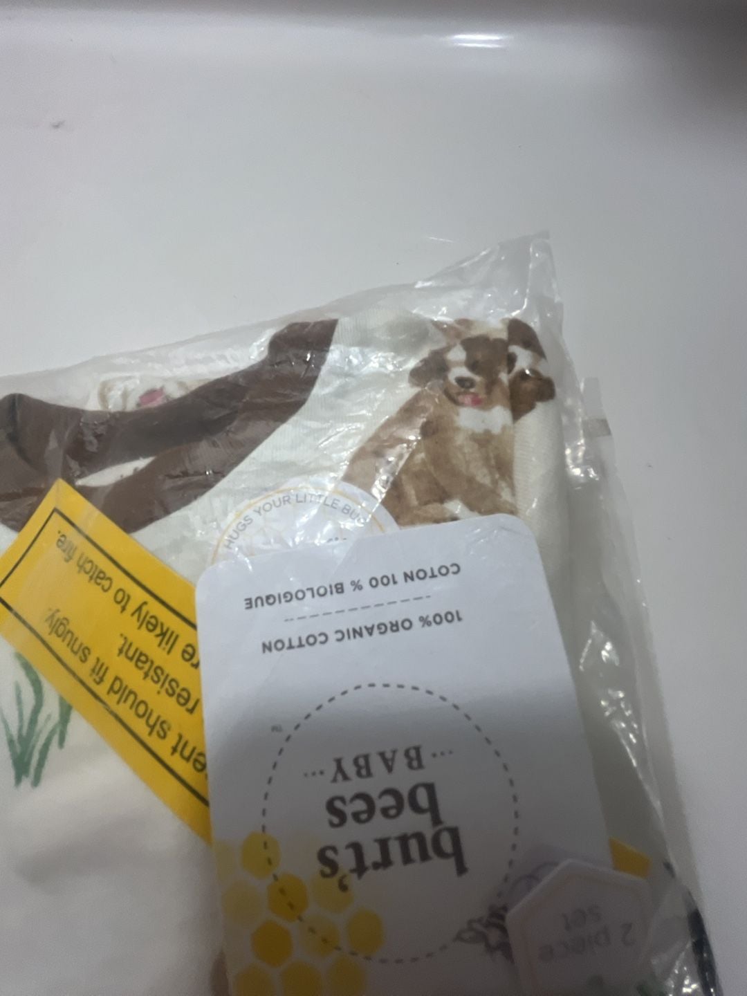 Burt's Bees Baby sleep and play Size 12M Organic Cotton Puppy Print 2