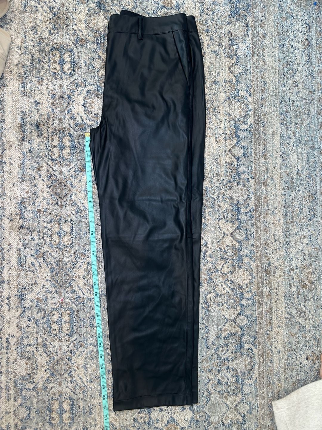 Entro Faux Leather Pants Size L Black Straight Leg Trousers 6