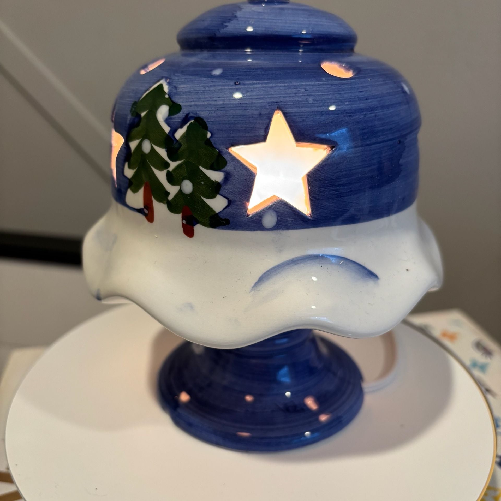 Nantucket Snowman Ceramic Table Top Night Light 2