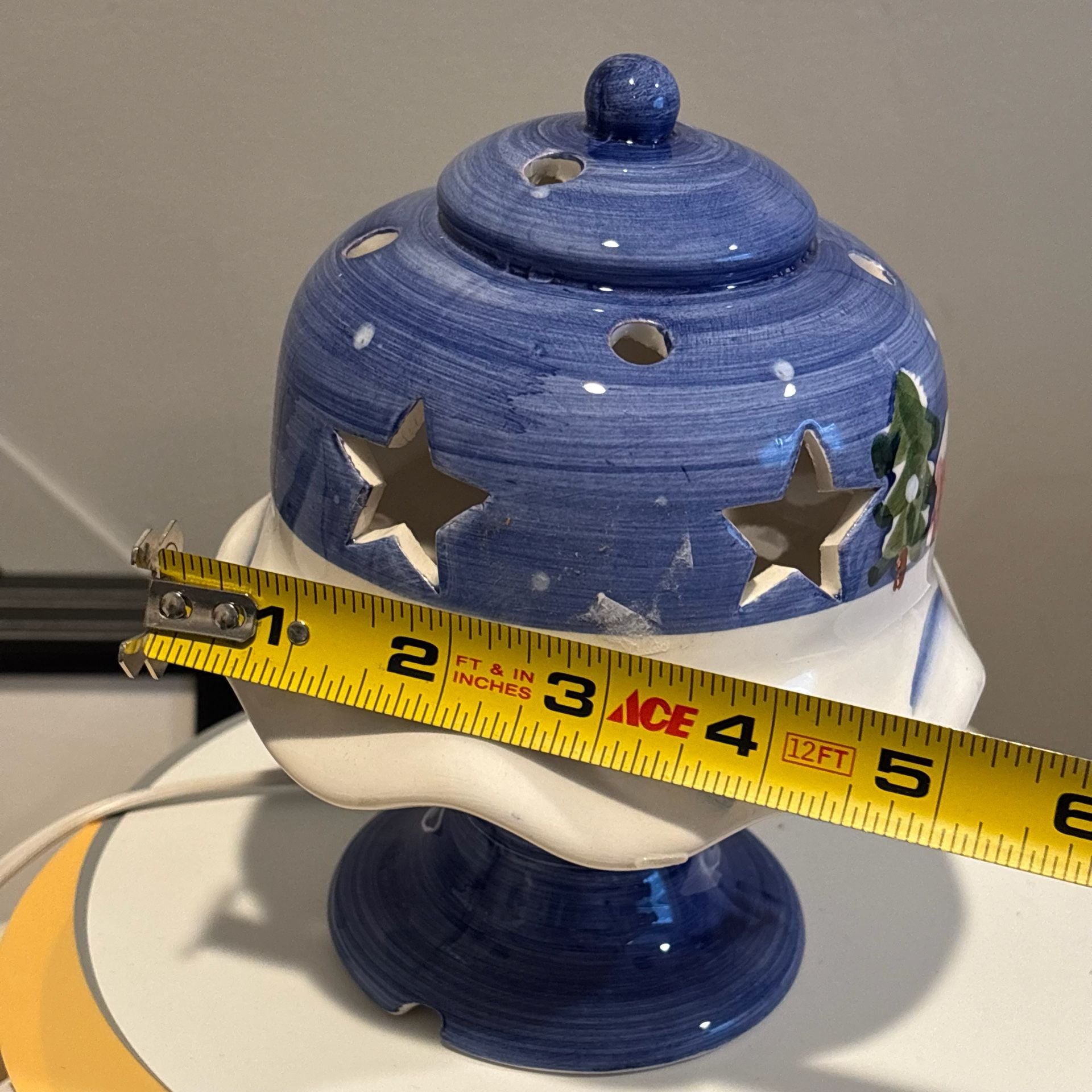 Nantucket Snowman Ceramic Table Top Night Light 7