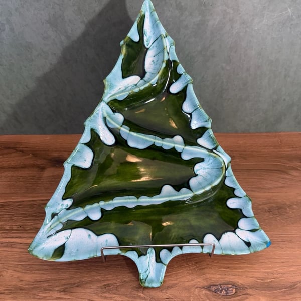 Atlantic Mold Vintage Ceramic Christmas Tree Divided Serving Tray