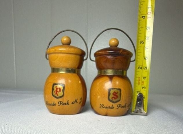 Vintage Wooden Salt and Pepper Shakers Seaside Park NJ 5