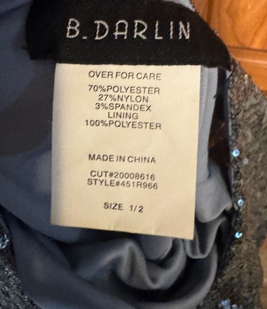 B. Darlin Prom Dress Size 1/2 Gray Sequin Halter Sleeveless 3