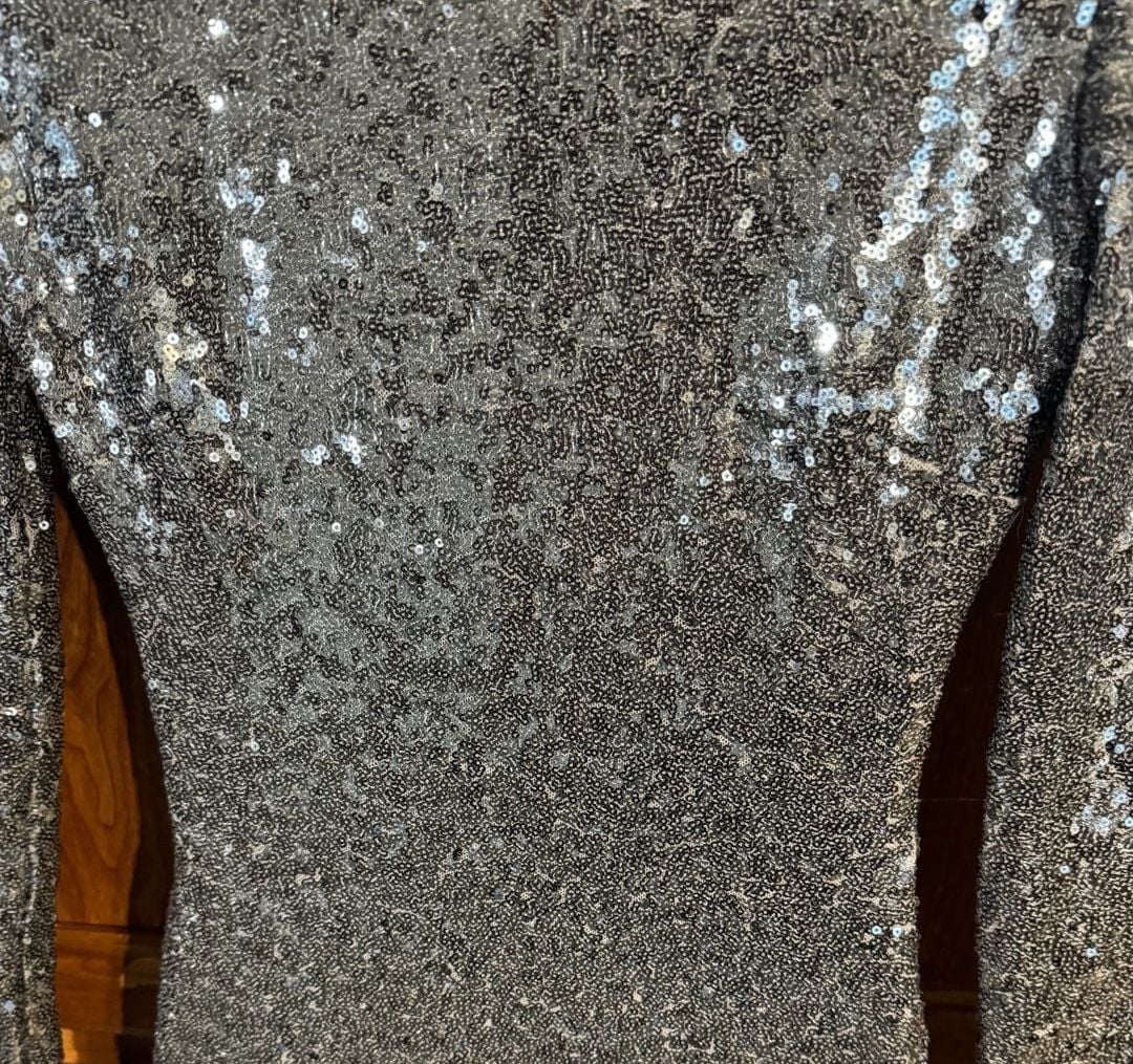B. Darlin Prom Dress Size 1/2 Gray Sequin Halter Sleeveless 5
