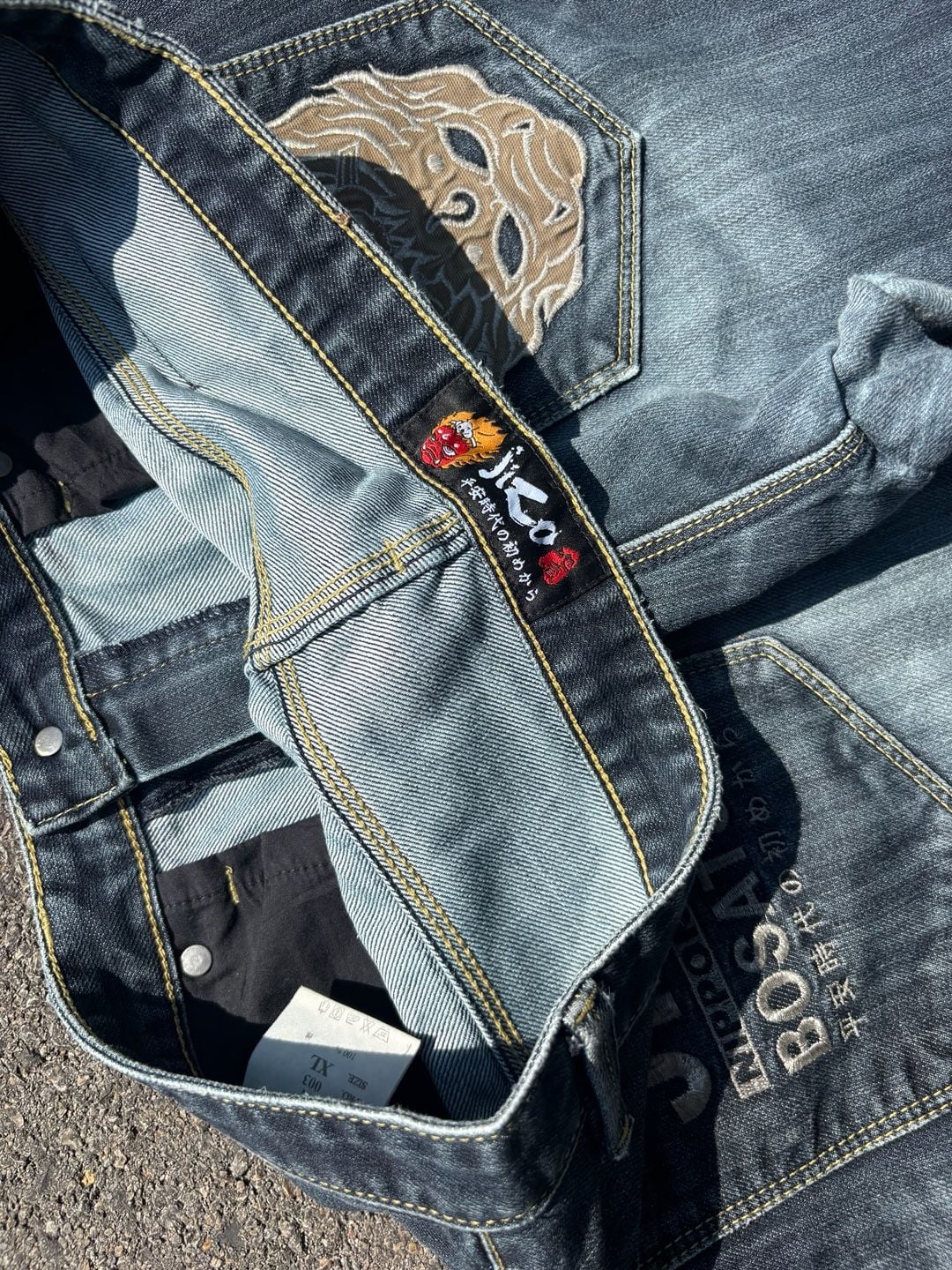 Nippon Blue Jizo Bosatsu Japanese Denim Jeans Embroidered Y2K Dark Wash Denim 5