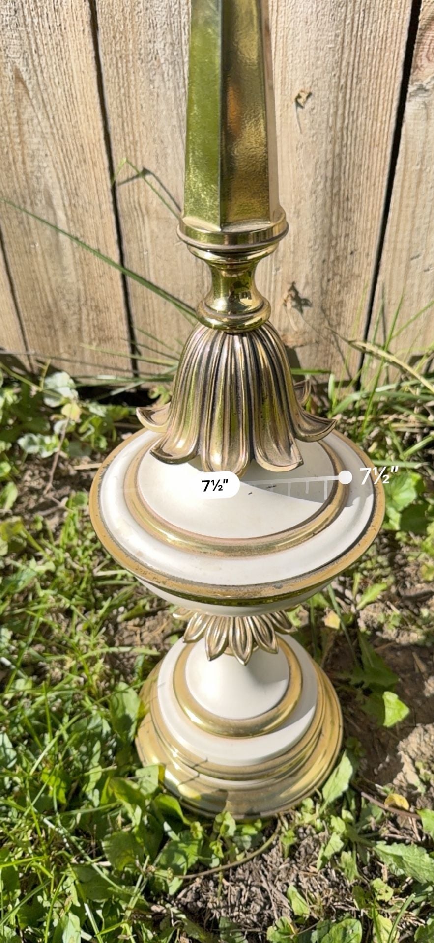 Stiffel Vintage Brass and Cream Enamel Hollywood Regency Torchiere Lamp 9