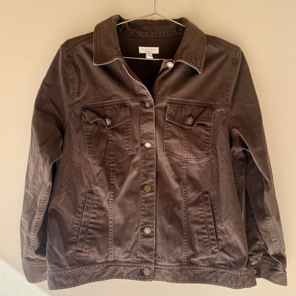 Charter Club Woman Jacket Size 1X Brown Denim