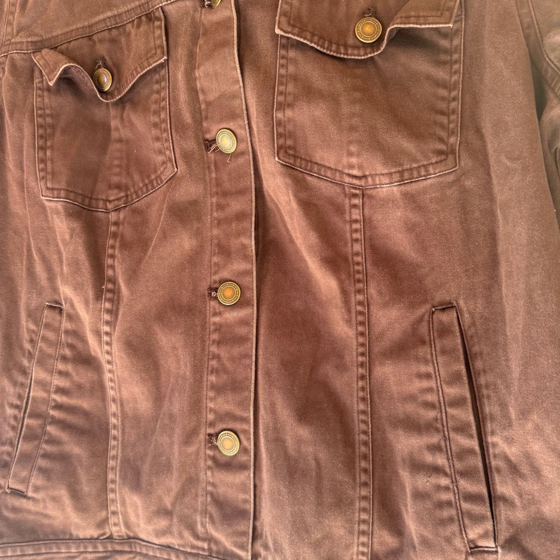 Charter Club Woman Jacket Size 1X Brown Denim 9