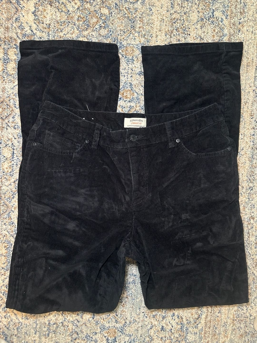 St. John's Bay Secretly Slender Boot Cut Corduroy Pants Size 12 Black 2