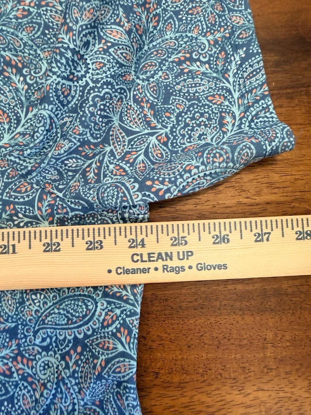 L.L.Bean Split Neck Tee Size 2X-Plus Blue Paisley Supima Cotton 7