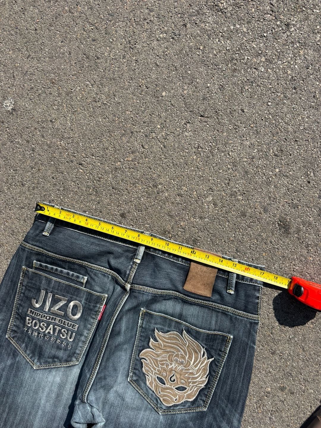 Nippon Blue Jizo Bosatsu Japanese Denim Jeans Embroidered Y2K Dark Wash Denim 8
