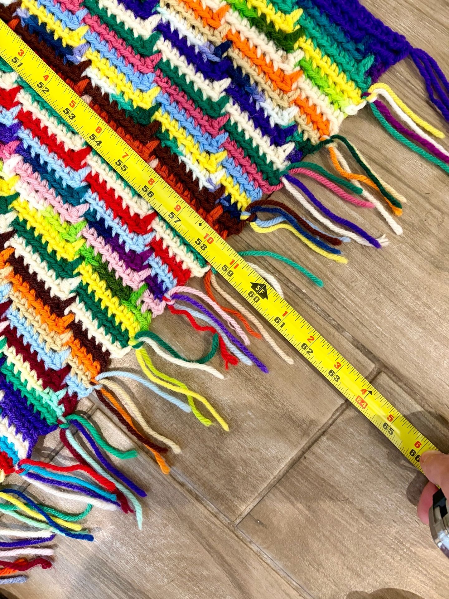 Handmade Crochet Afghan Blanket Multicolor Zigzag Fringe Throw 3