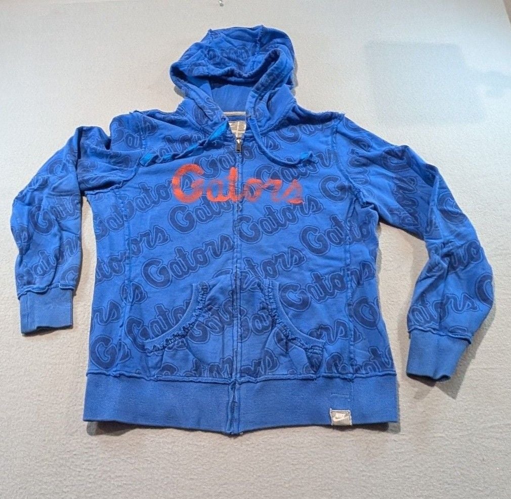 Women's Nike Gators Zip Up Hoodie Size L Blue All Over Print Sweatshirt 2