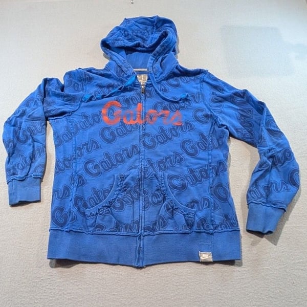 Women's Nike Gators Zip Up Hoodie Size L Blue All Over Print Sweatshirt