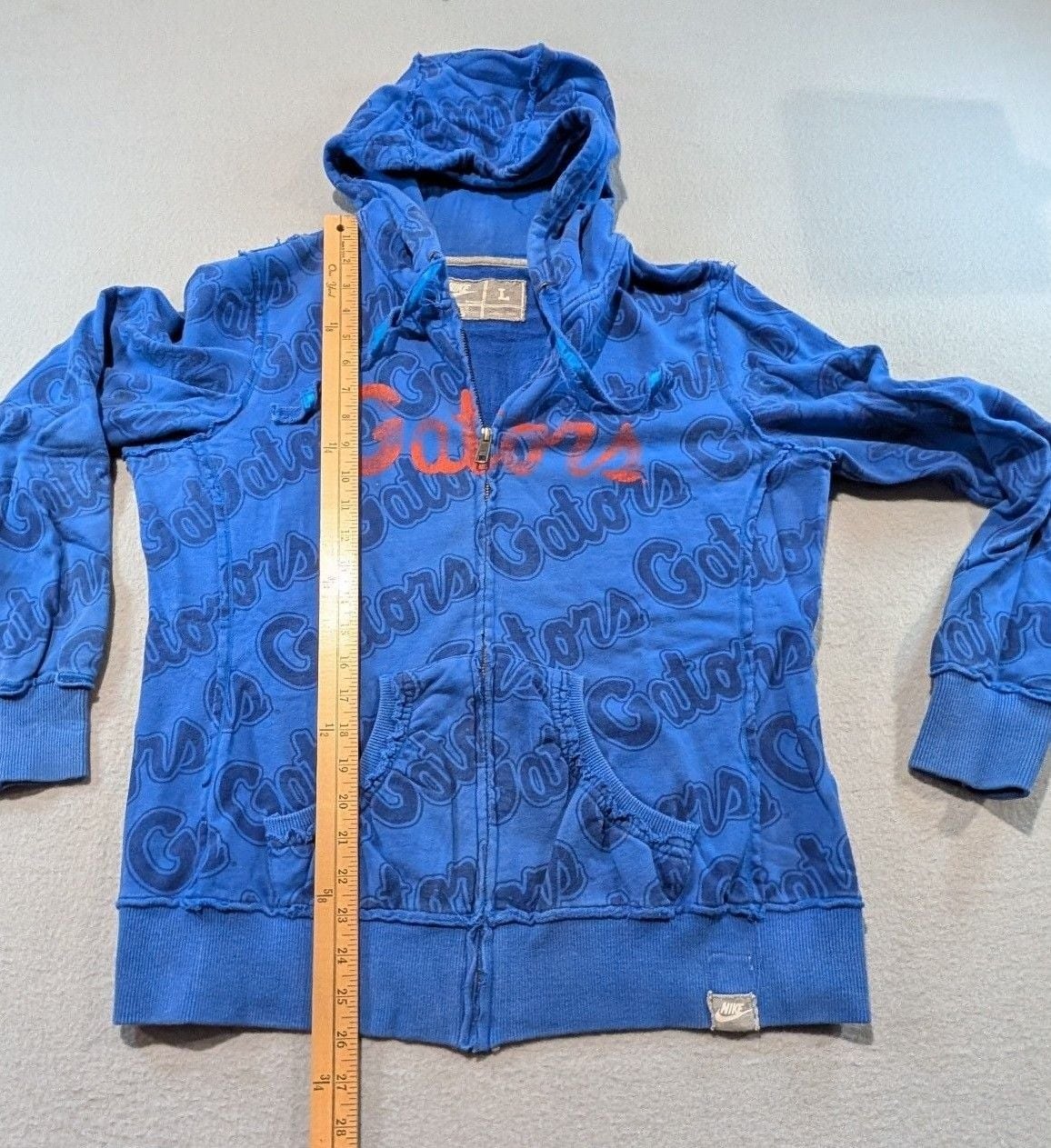 Women's Nike Gators Zip Up Hoodie Size L Blue All Over Print Sweatshirt 6