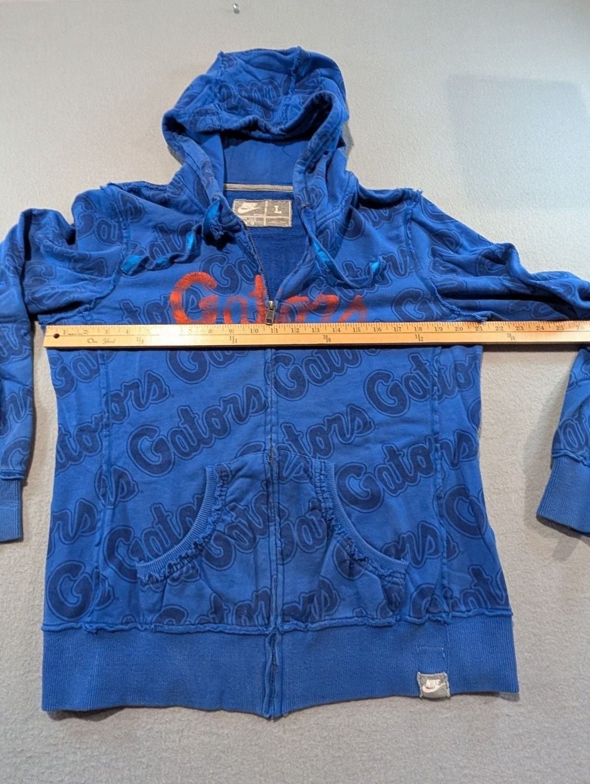 Women's Nike Gators Zip Up Hoodie Size L Blue All Over Print Sweatshirt 5